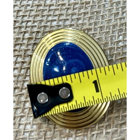 Goldtone Vintage Clip On Earrings Enamel Large Statement Oval Pinup Rockabilly - Picture 7 of 7
